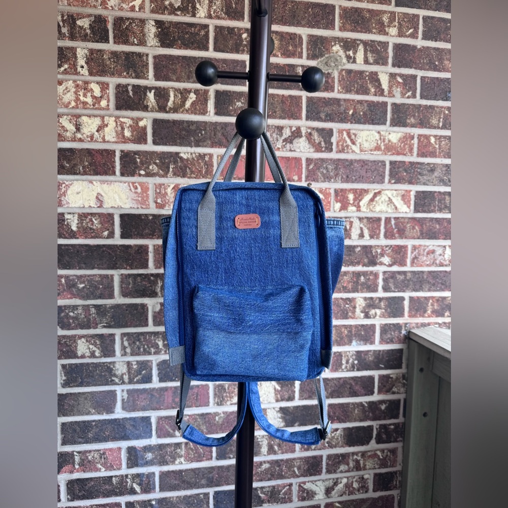 Handmade Unique Backpack Upcycled Vintage Denim Jeans Bag